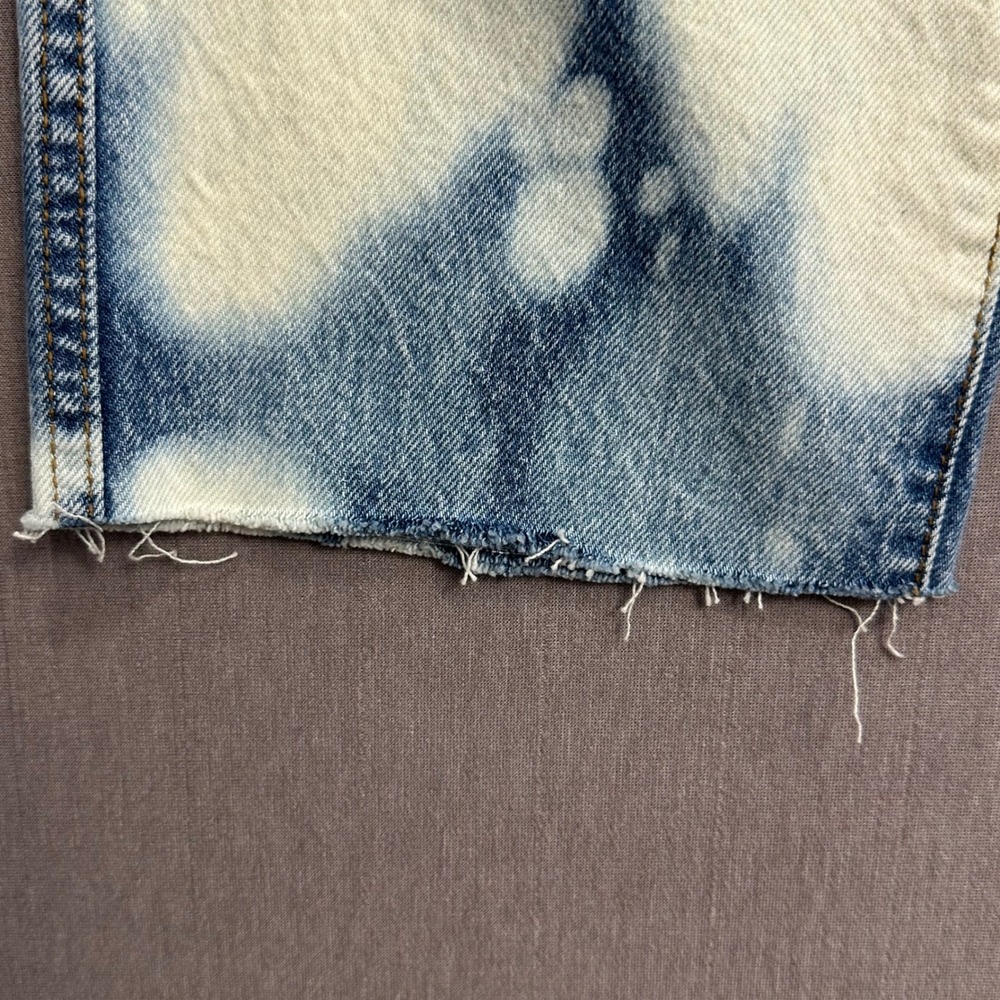 Revice Denim Jeans 29 Blue Cloud Wash Bleach Straight Leg Festival Altered Crop - Picture 10 of 10